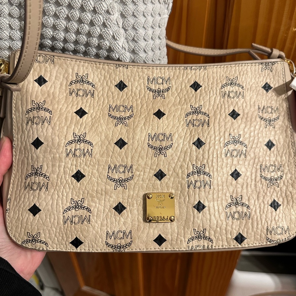 Beige MCM crossbody bag